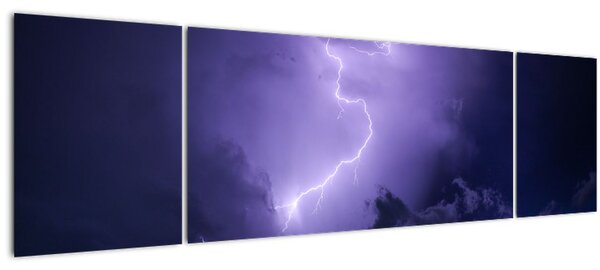 Obraz - fialová obloha a blesk (170x50 cm)