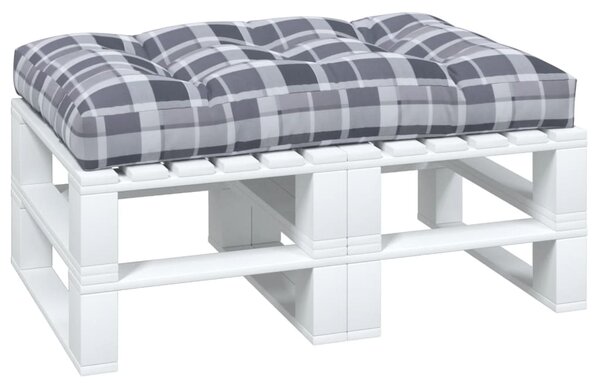 Poduška na palety šedá károvaná 120 x 80 x 12 cm textil