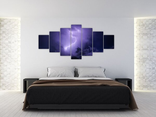 Obraz - fialová obloha a blesk (210x100 cm)