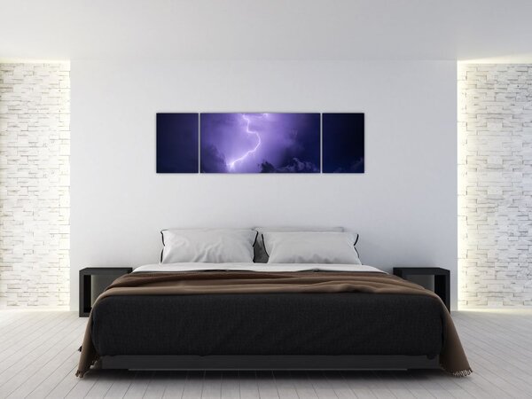 Obraz - fialová obloha a blesk (170x50 cm)