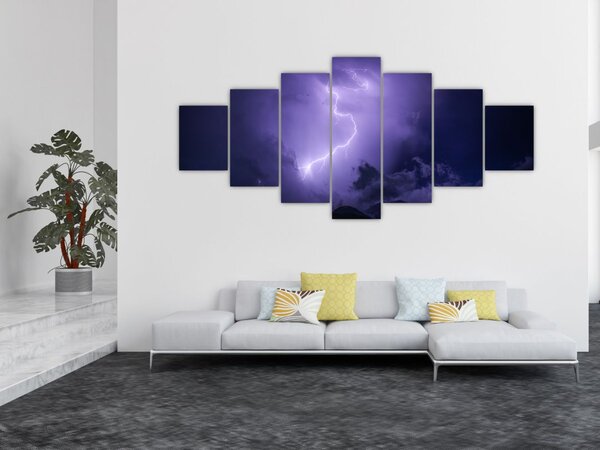 Obraz - fialová obloha a blesk (210x100 cm)