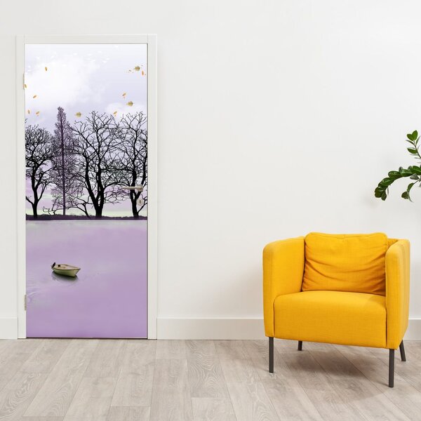 Fototapeta na dveře - Pramice na jezeře (95x205cm)