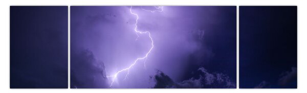 Obraz - fialová obloha a blesk (170x50 cm)