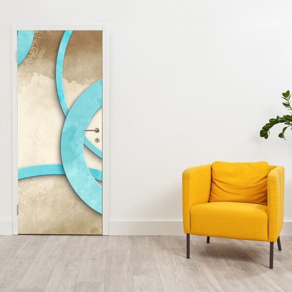 Fototapeta na dveře - Modré kruhy na aquarelu (95x205cm)