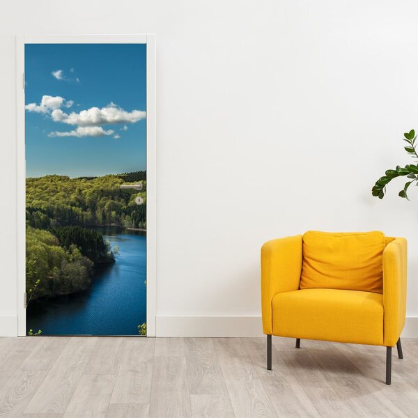 Fototapeta na dveře - Jezero v lesích (95x205cm)