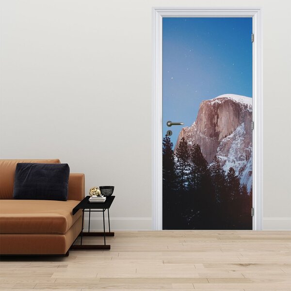 Fototapeta na dveře - Noční vrchol hor (95x205cm)