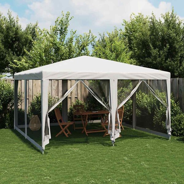 Party stan s 8 síťovanými bočnicemi bílý 4 x 4 m HDPE