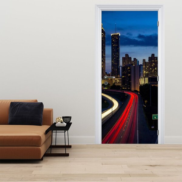 Fototapeta na dveře - Noční město (95x205cm)
