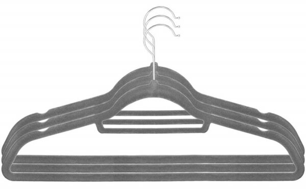 Velurová ramínka 44,5 cm, šedá, 20ks SPRINGOS HG0061