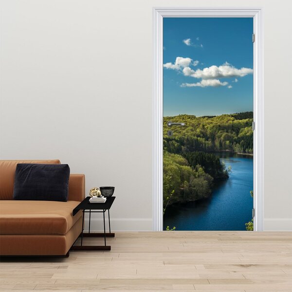 Fototapeta na dveře - Jezero v lesích (95x205cm)