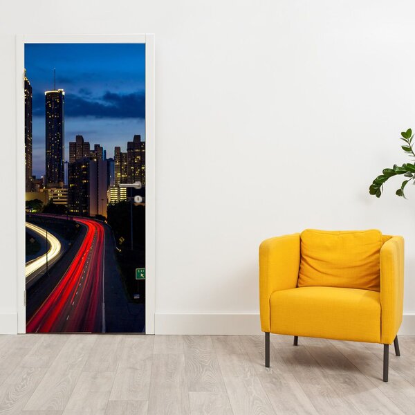 Fototapeta na dveře - Noční město (95x205cm)