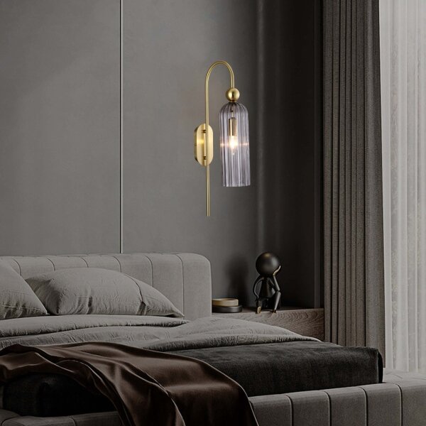 Nástěnná lampa PIEGA 1xE14/40W/230V mosaz/kouřová černá