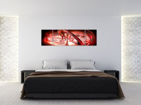 Obraz - červené tvary (170x50 cm)