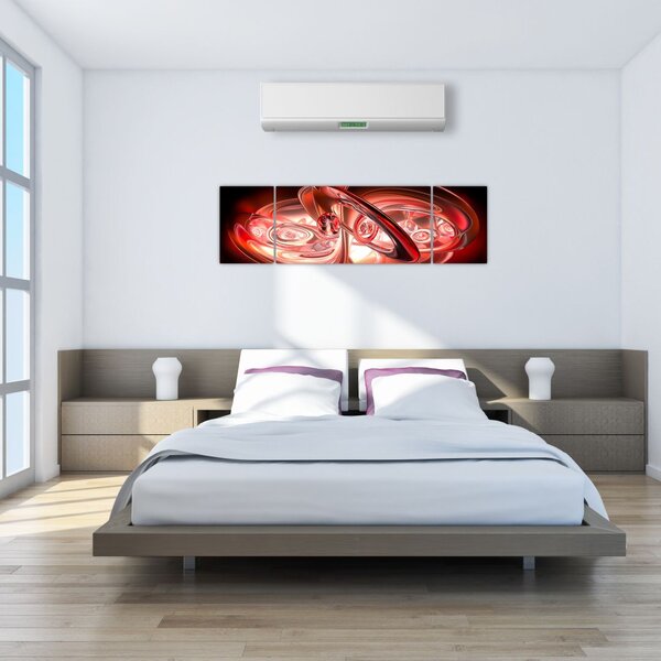 Obraz - červené tvary (170x50 cm)