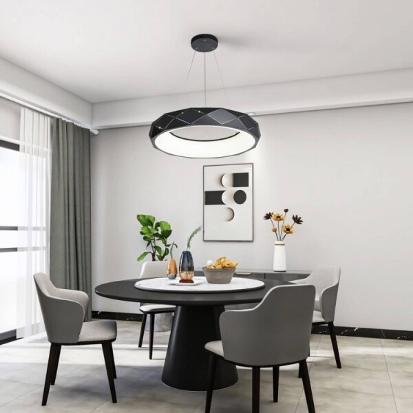 LED Lustr na lanku REUS LED/36W/230V 4000K pr. 61 cm černá