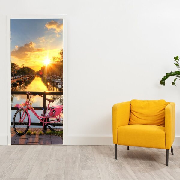Fototapeta na dveře - Východ slunce v Amsterdamu (95x205cm)