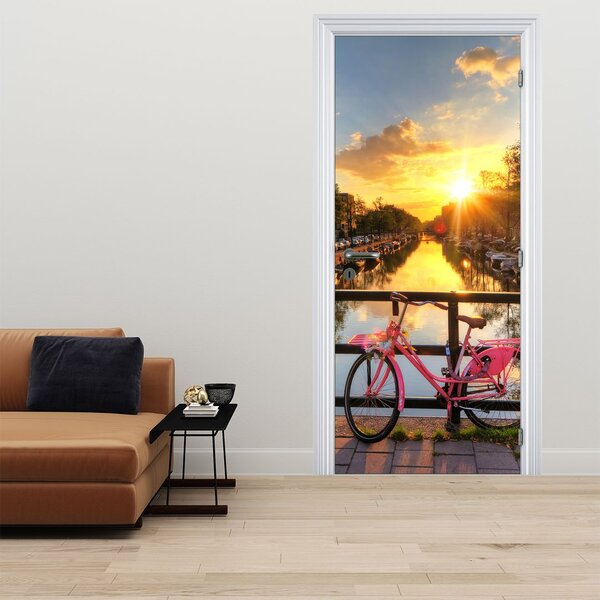 Fototapeta na dveře - Východ slunce v Amsterdamu (95x205cm)