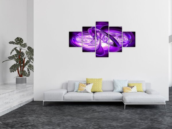 Obraz fialových fraktálů (125x70 cm)