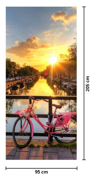 Fototapeta na dveře - Východ slunce v Amsterdamu (95x205cm)