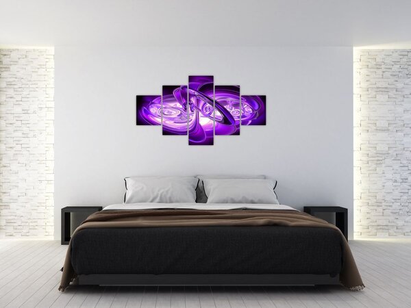 Obraz fialových fraktálů (125x70 cm)