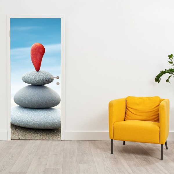 Fototapeta na dveře - Rovnováha s kameny (95x205cm)