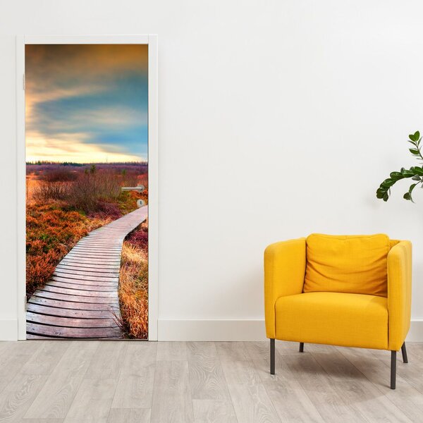 Fototapeta na dveře - Podzimní cesta krajinou (95x205cm)