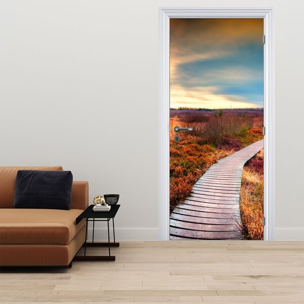 Fototapeta na dveře - Podzimní cesta krajinou (95x205cm)