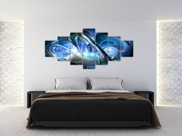 Obraz modrých fraktálů (210x100 cm)