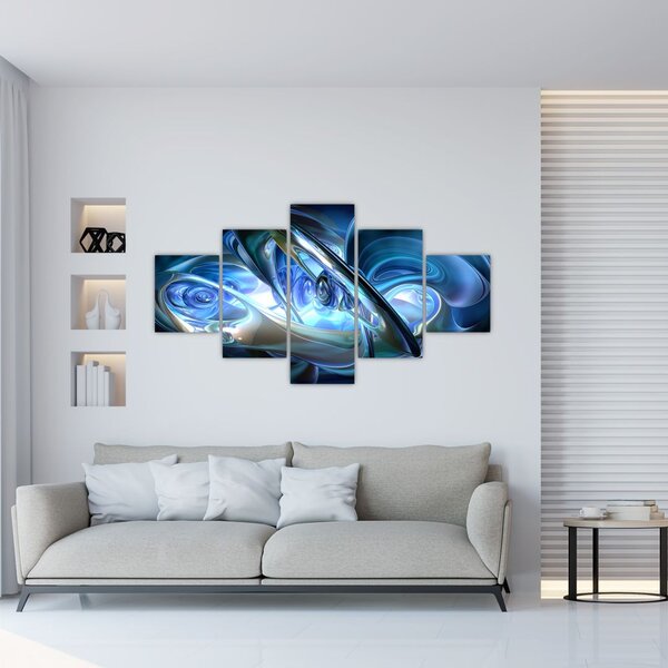 Obraz modrých fraktálů (125x70 cm)