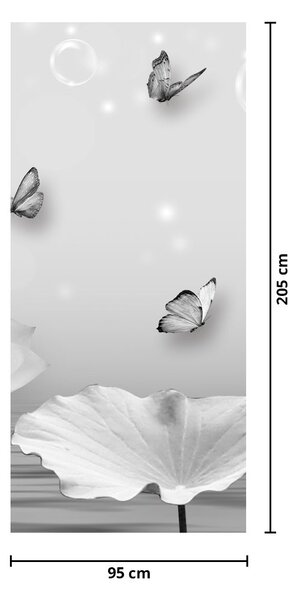 Fototapeta na dveře - Květinový design s motýlky (95x205cm)