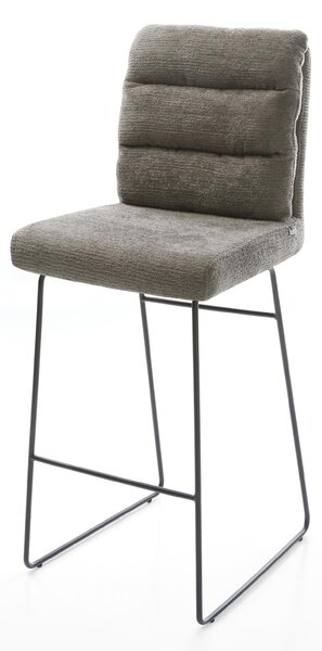 DELIFE Barová židle Pela-Flex bouclé měkký tmavě béžová tenká podnož kov černá