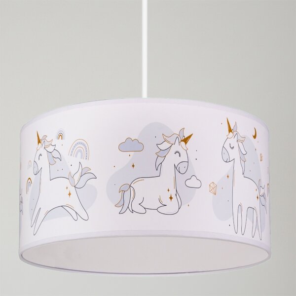 Brilagi -LED Dětský lustr na lanku BOBO 1xE27/60W/230V pr. 35 cm bílá/jednorožci