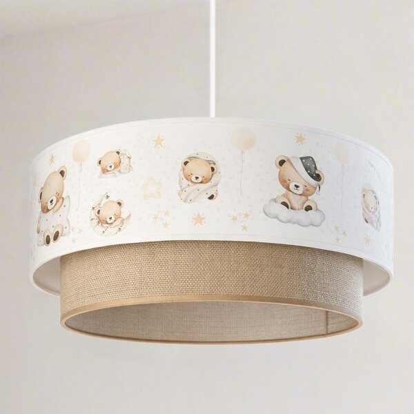 Brilagi- LED Dětský lustr na lanku BOBO 1xE27/60W/230V pr. 40 cm bílá/béž./medv