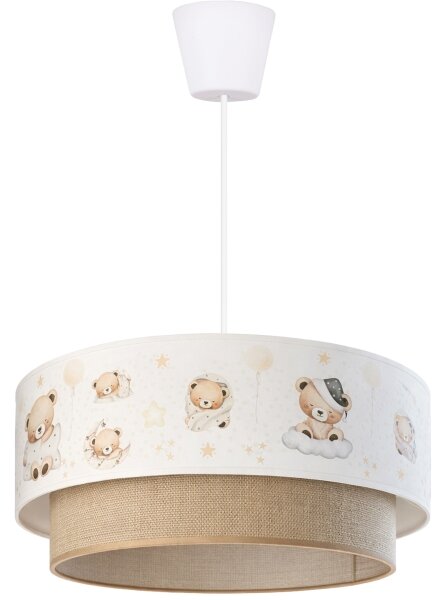 Brilagi- LED Dětský lustr na lanku BOBO 1xE27/60W/230V pr. 40 cm bílá/béž./medv