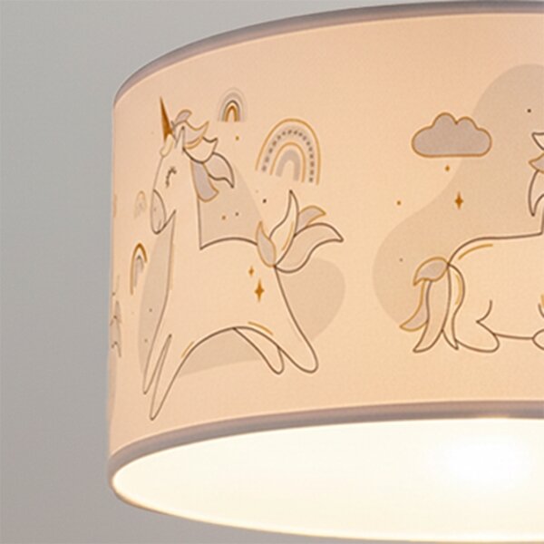 Brilagi -LED Dětský lustr na lanku BOBO 1xE27/60W/230V pr. 35 cm bílá/jednorožci
