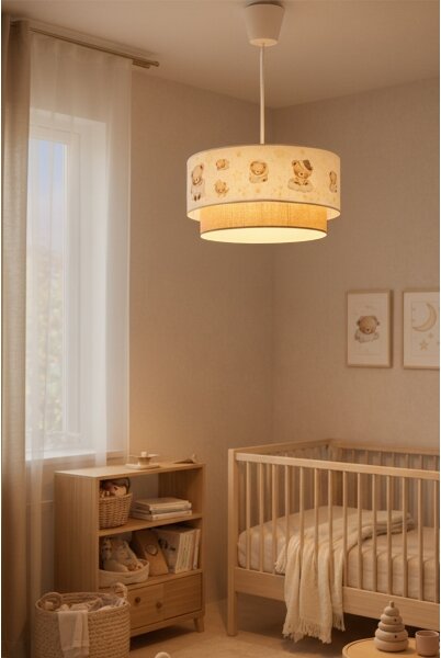Brilagi- LED Dětský lustr na lanku BOBO 1xE27/60W/230V pr. 40 cm bílá/béž./medv