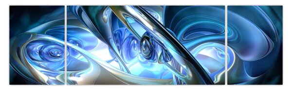 Obraz modrých fraktálů (170x50 cm)