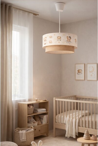 Brilagi- LED Dětský lustr na lanku BOBO 1xE27/60W/230V pr. 40 cm bílá/béž./medv