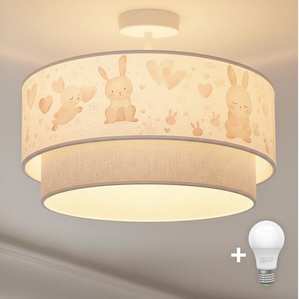 Brilagi-LED Dětský přisazený lustr BOBO 1xE27/60W/230V pr.40 cm krém./šedá/král