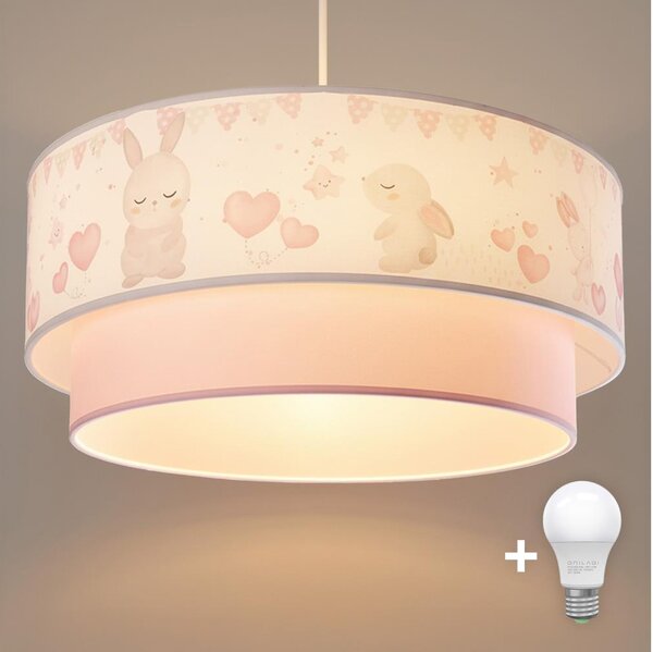 Brilagi- LED Dětský lustr na lanku BOBO 1xE27/60W/230V pr.40 cm krém./růž./král