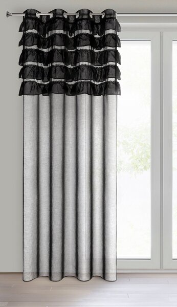 ZÁCLONA NA KROUŽCÍCH AURA 140X250 CM ČERNÁ