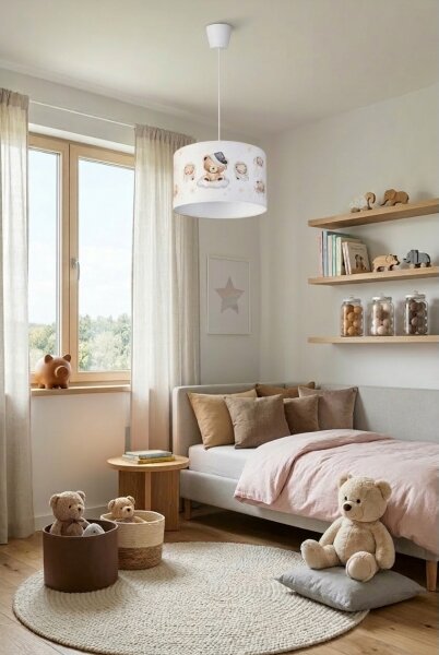 Brilagi - LED Dětský lustr na lanku BOBO 1xE27/60W/230V pr. 35 cm bílá/medvídci