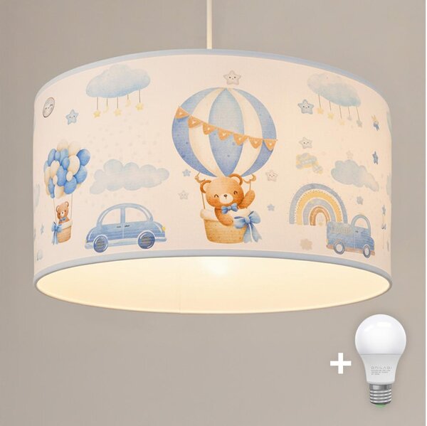 Brilagi - LED Dětský lustr na lanku BOBO 1xE27/60W/230V pr. 35 cm modrá/medvídci