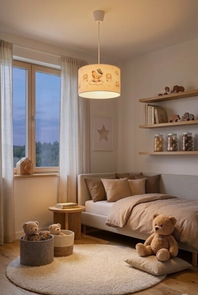 Brilagi - LED Dětský lustr na lanku BOBO 1xE27/60W/230V pr. 35 cm bílá/medvídci