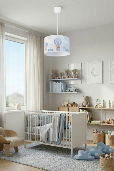 Brilagi - LED Dětský lustr na lanku BOBO 1xE27/60W/230V pr. 35 cm modrá/medvídci