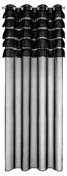 ZÁCLONA NA KROUŽCÍCH AURA 140X250 CM ČERNÁ