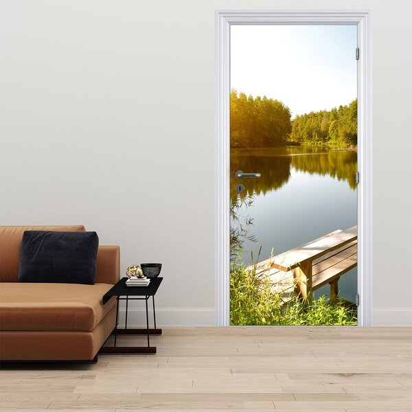 Fototapeta na dveře - Jezero u lesa (95x205cm)