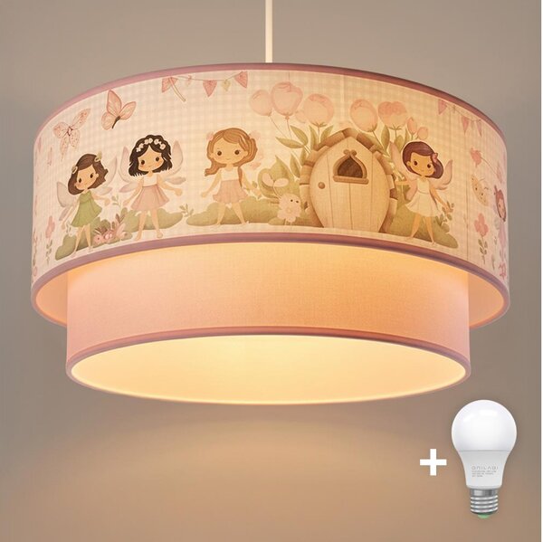 Brilagi - LED Dětský lustr na lanku BOBO 1xE27/60W/230V pr. 40 cm růžová/víly
