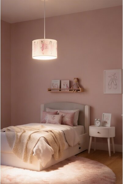Brilagi - LED Dětský lustr na lanku BOBO 1xE27/60W/230V pr. 35 cm růžová/baletky