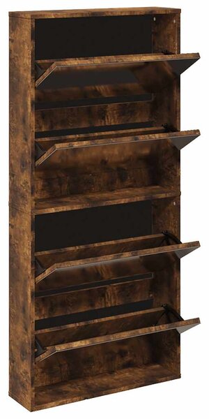Botník se zrcadlem 4patrový kouřový dub 63 x 17 x 134 cm